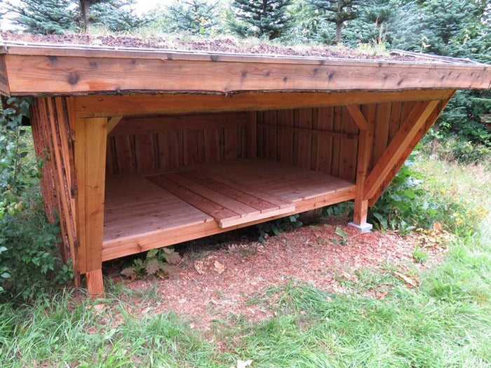 Indbygget bord til shelter