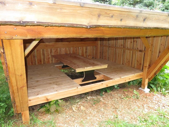 Indbygget bord til shelter